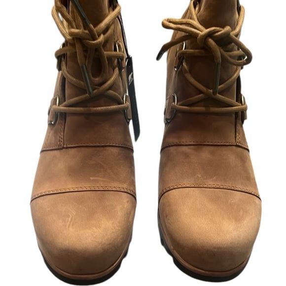 Sorel Addington Lace Up Block Heel Moto Suede Tan Boot NWT’S SZ 9 - Picture 6 of 13